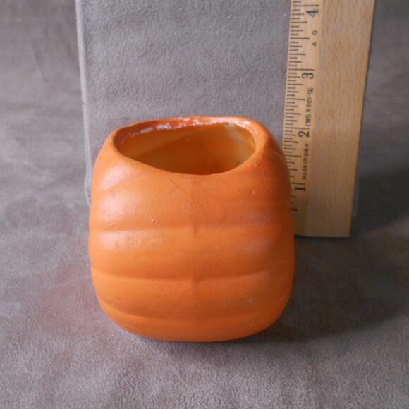 Ceramic Pumpkin Candle Holder Small Halloween Thanksgiving Fall Decor - Picture 3 of 7